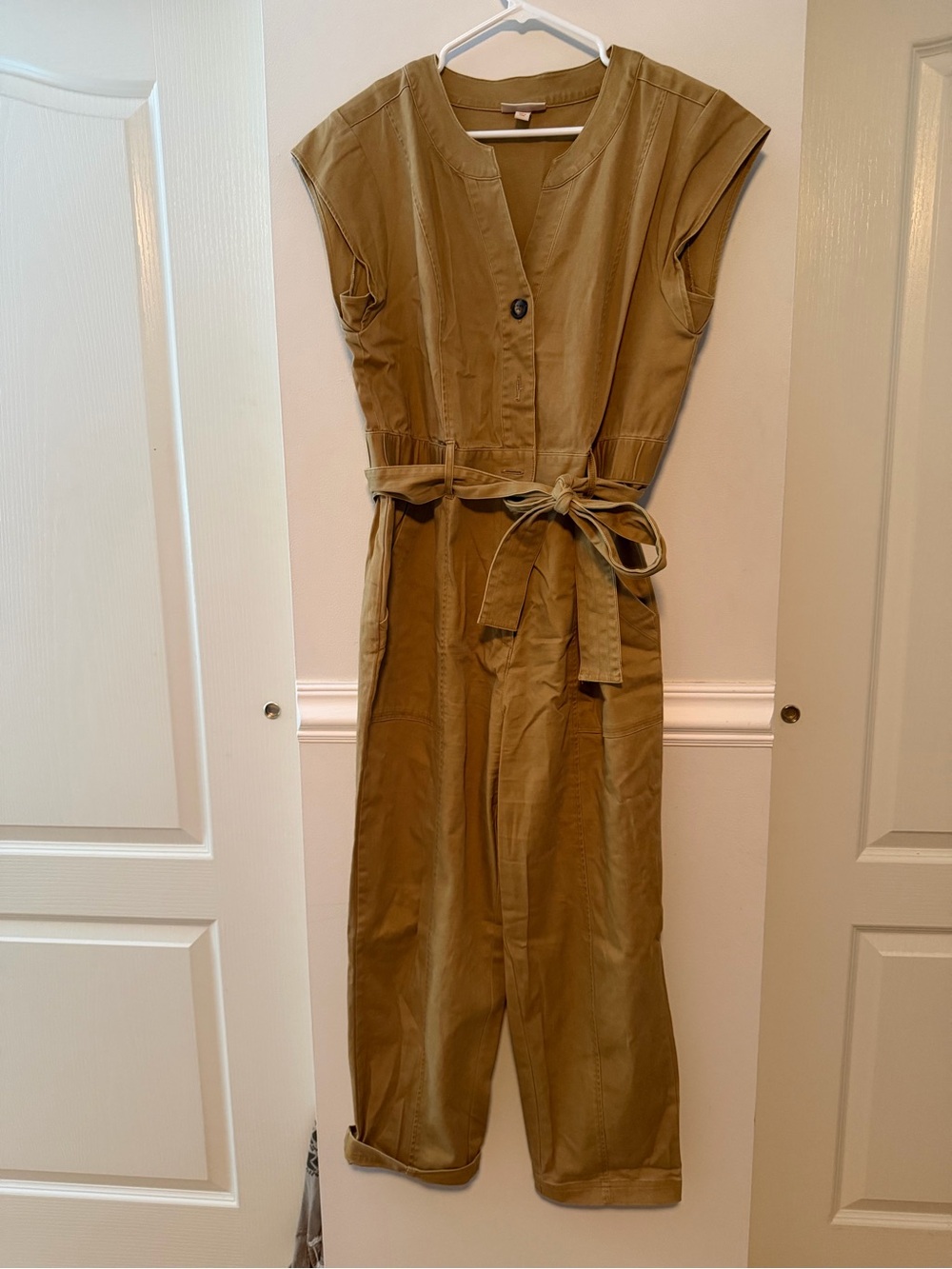 Knox Rose Tan Utility Jumpsuit with Waist Tie